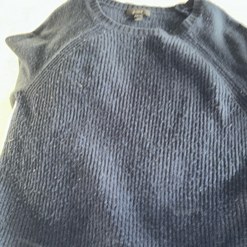JCrew navy sweater brown elbow patches